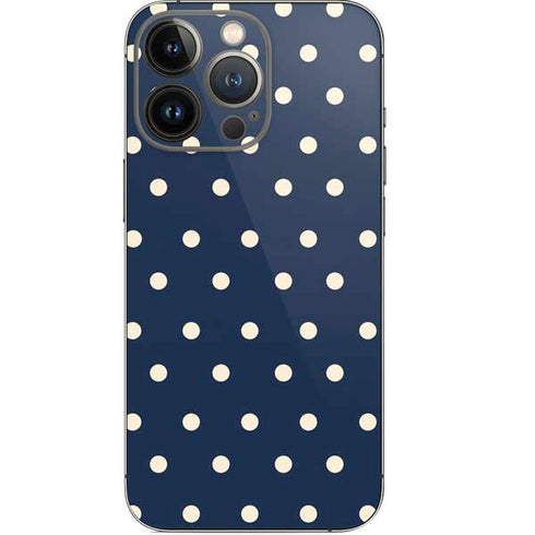 Blue and Cream Polka Dots iPhone 14 Pro Skin